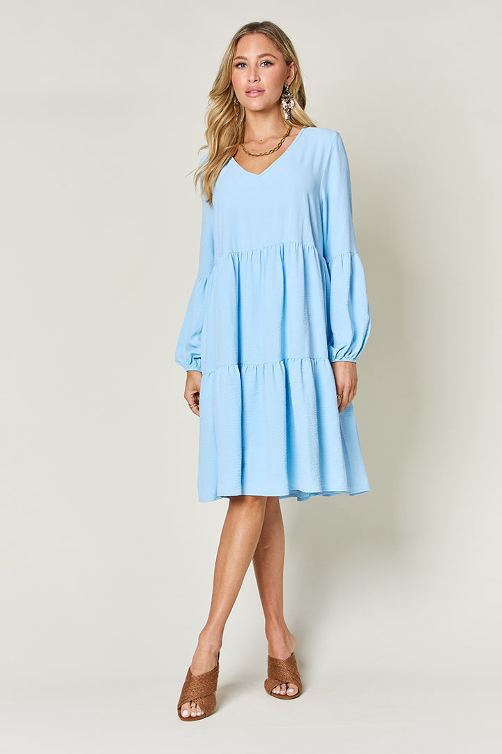 Ruffled Sleeve Dress with Pockets