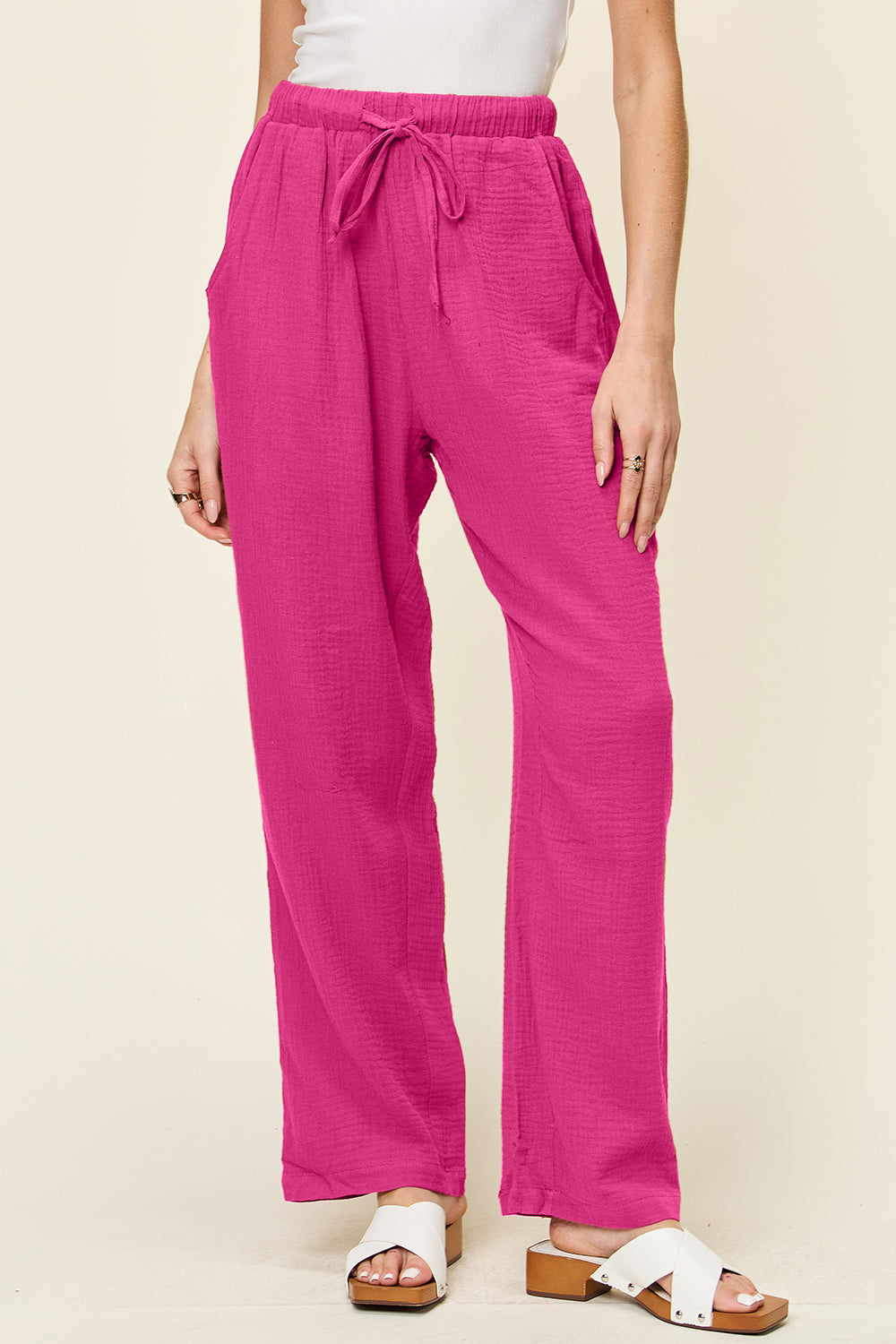 Drawstring Straight Pants