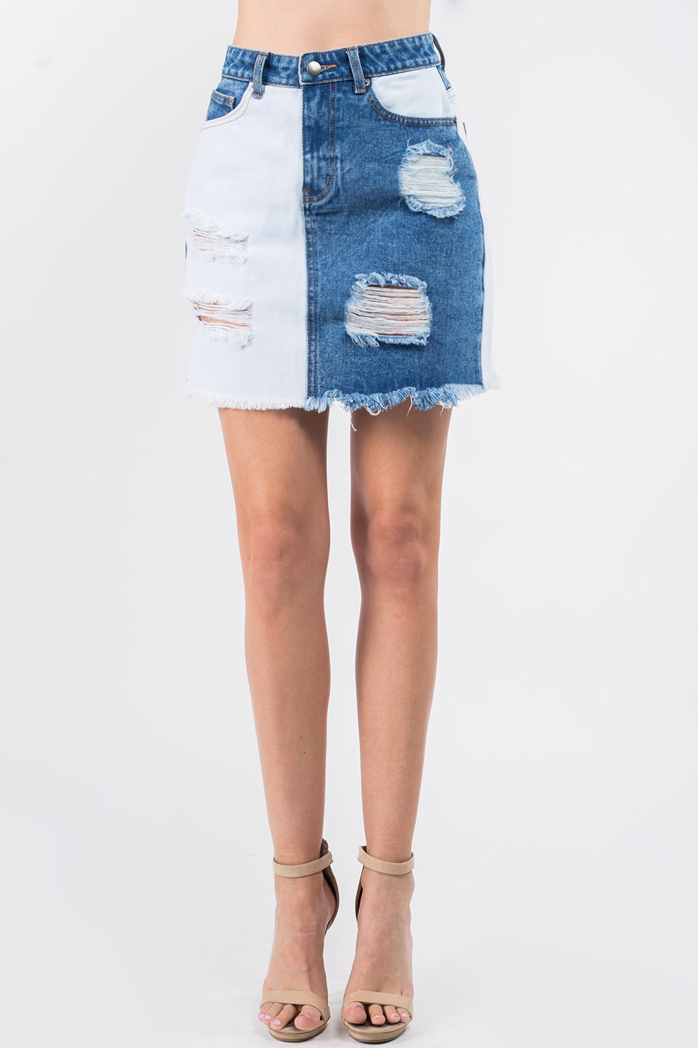 Denim Distressed Skirts