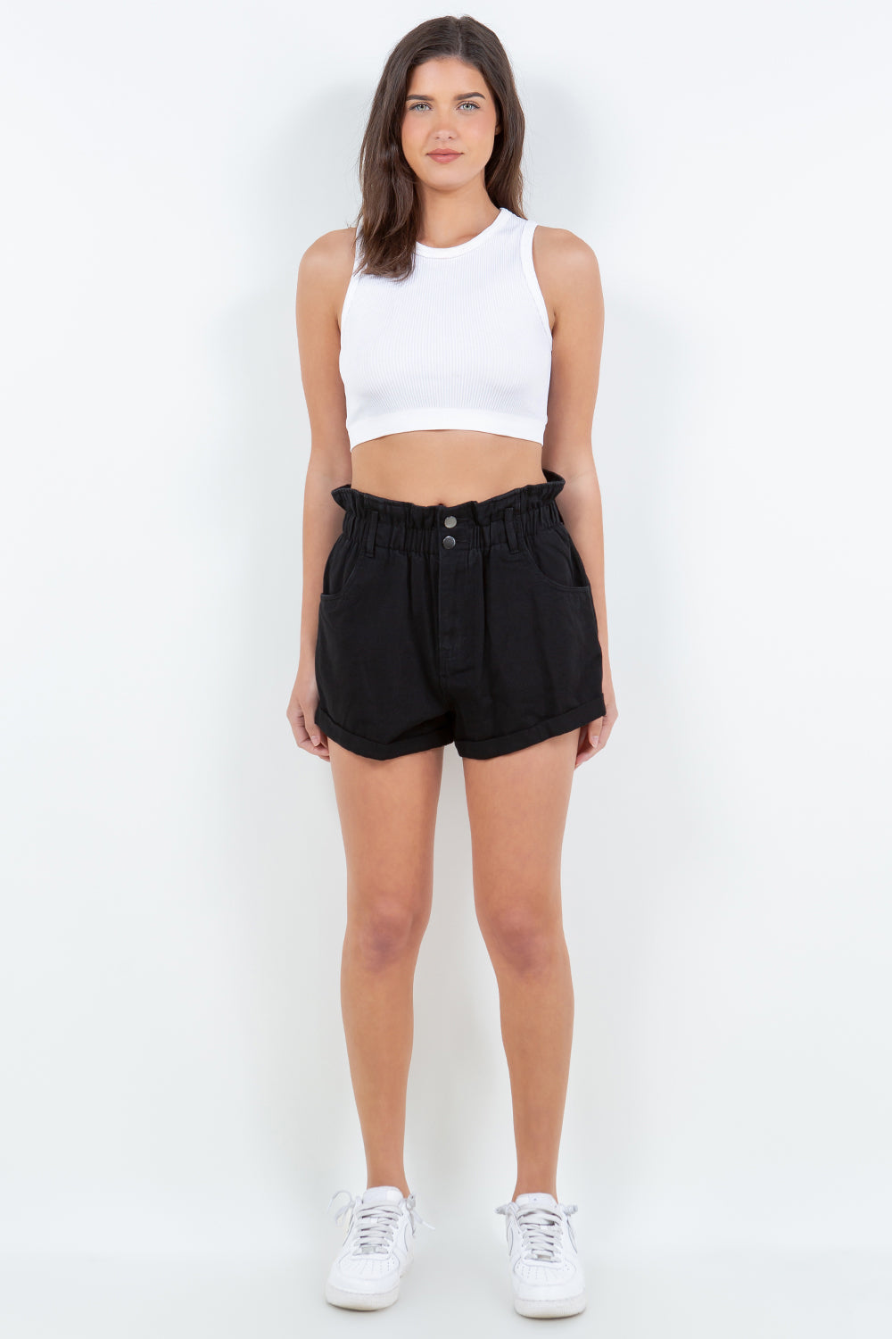 High Waist Paper Bag Short