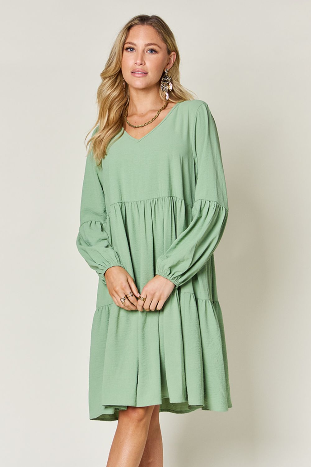 Ruffled Sleeve Dress with Pockets