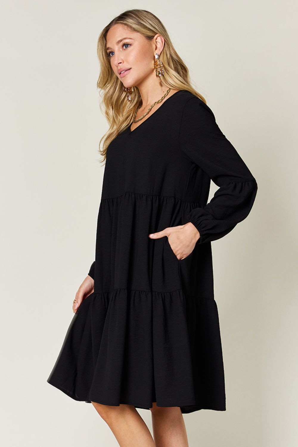 Ruffled Sleeve Dress with Pockets