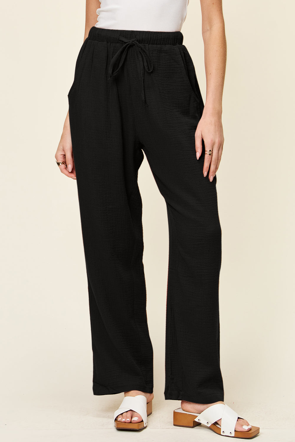 Drawstring Straight Pants