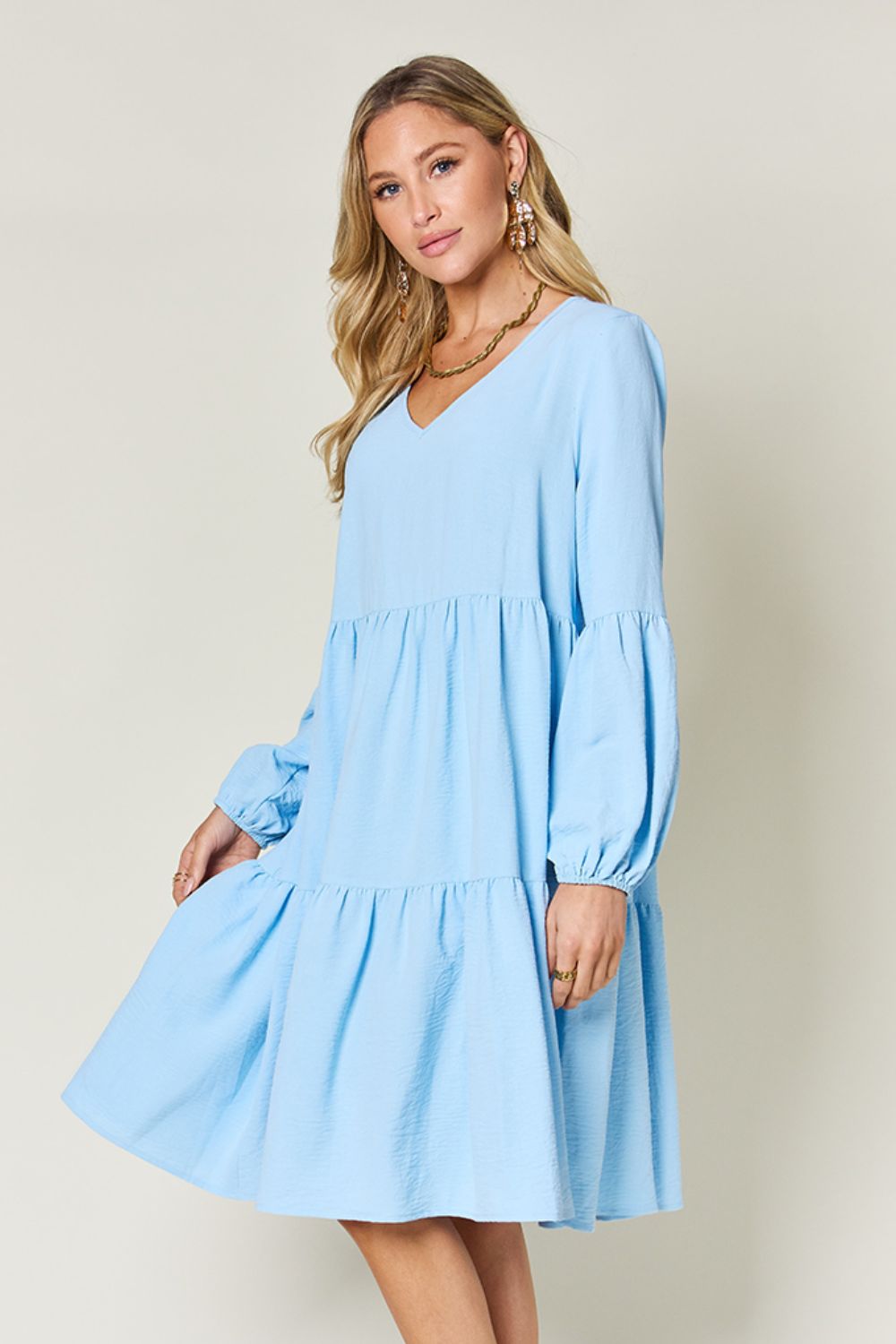 Ruffled Sleeve Dress with Pockets