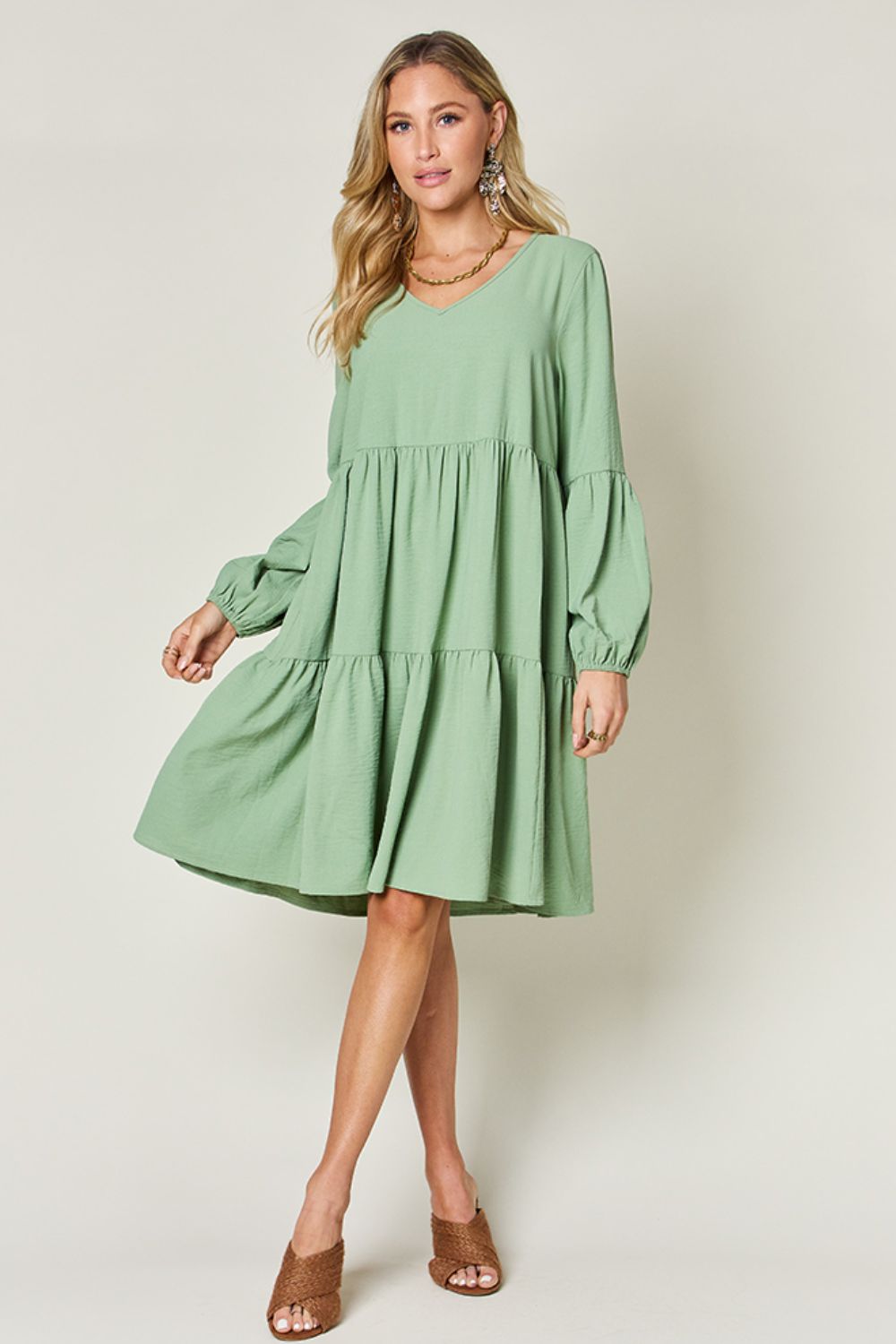 Ruffled Sleeve Dress with Pockets