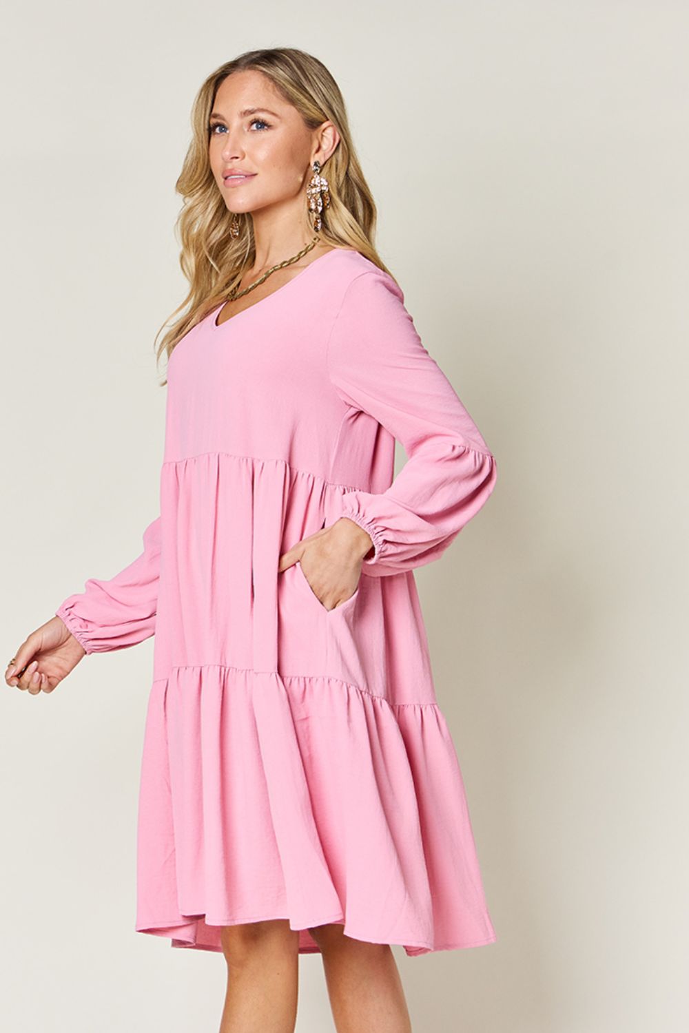 Ruffled Sleeve Dress with Pockets