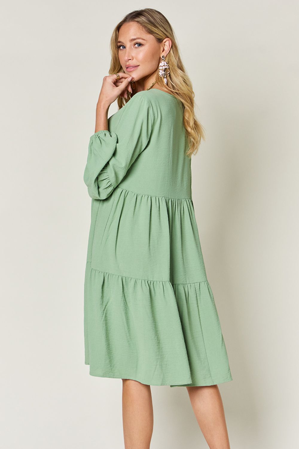 Ruffled Sleeve Dress with Pockets