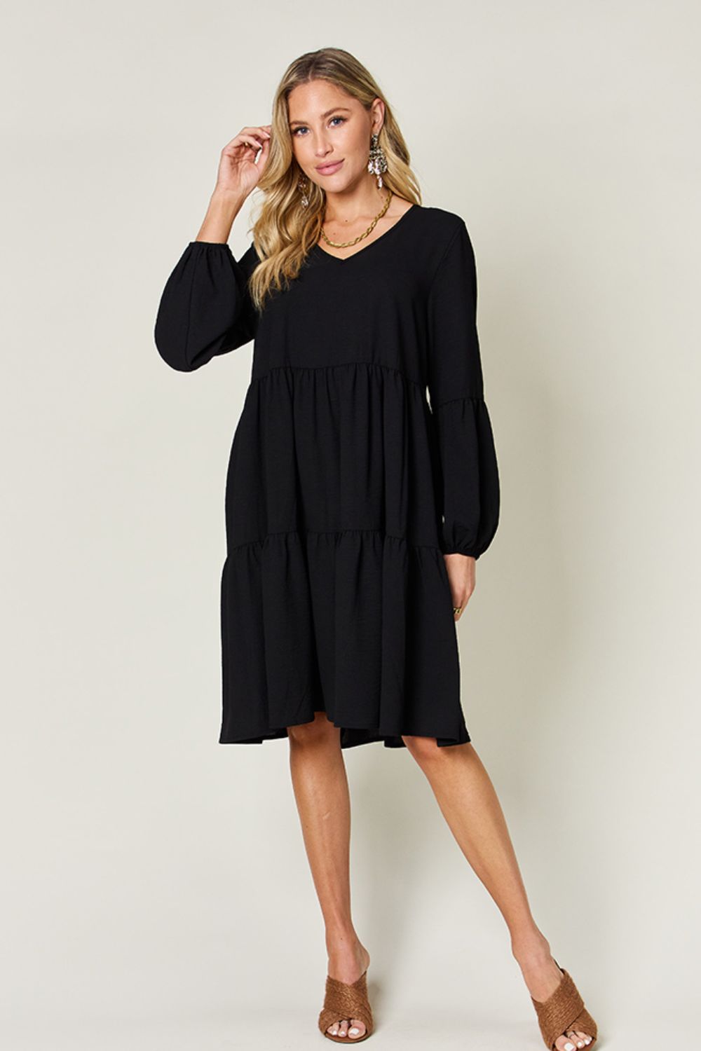 Ruffled Sleeve Dress with Pockets