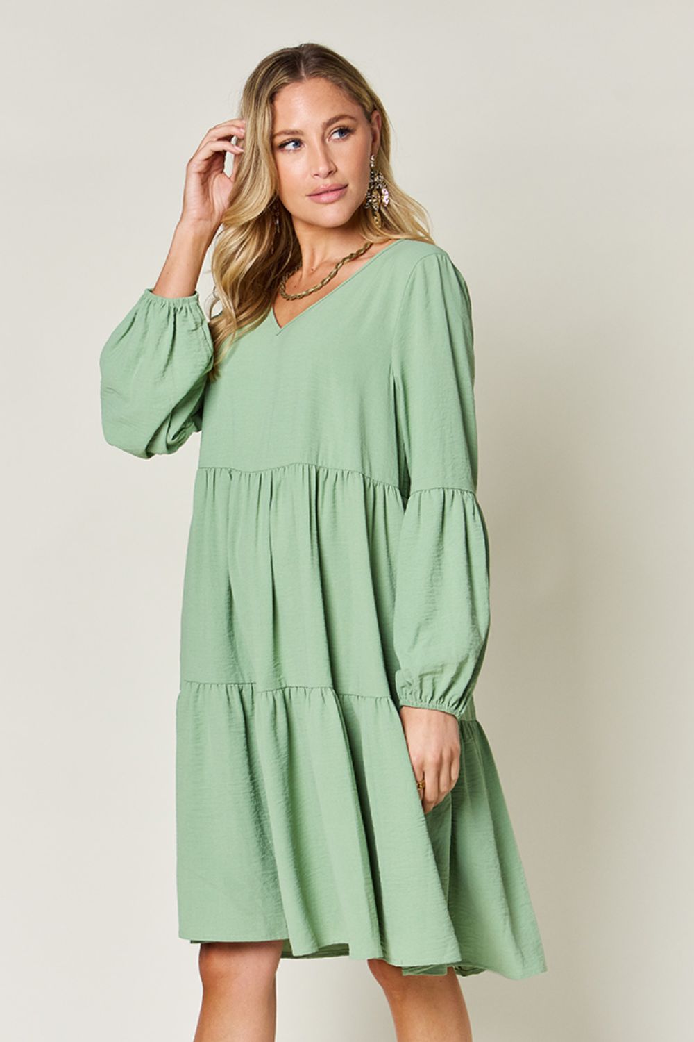 Ruffled Sleeve Dress with Pockets