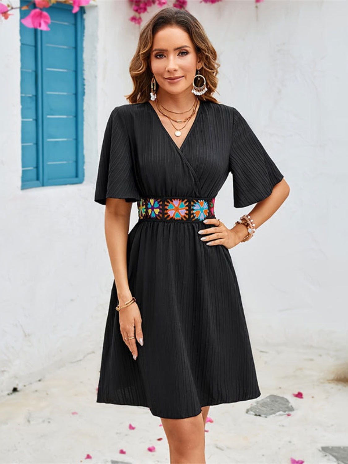 Surplice Flutter Sleeve  Dress