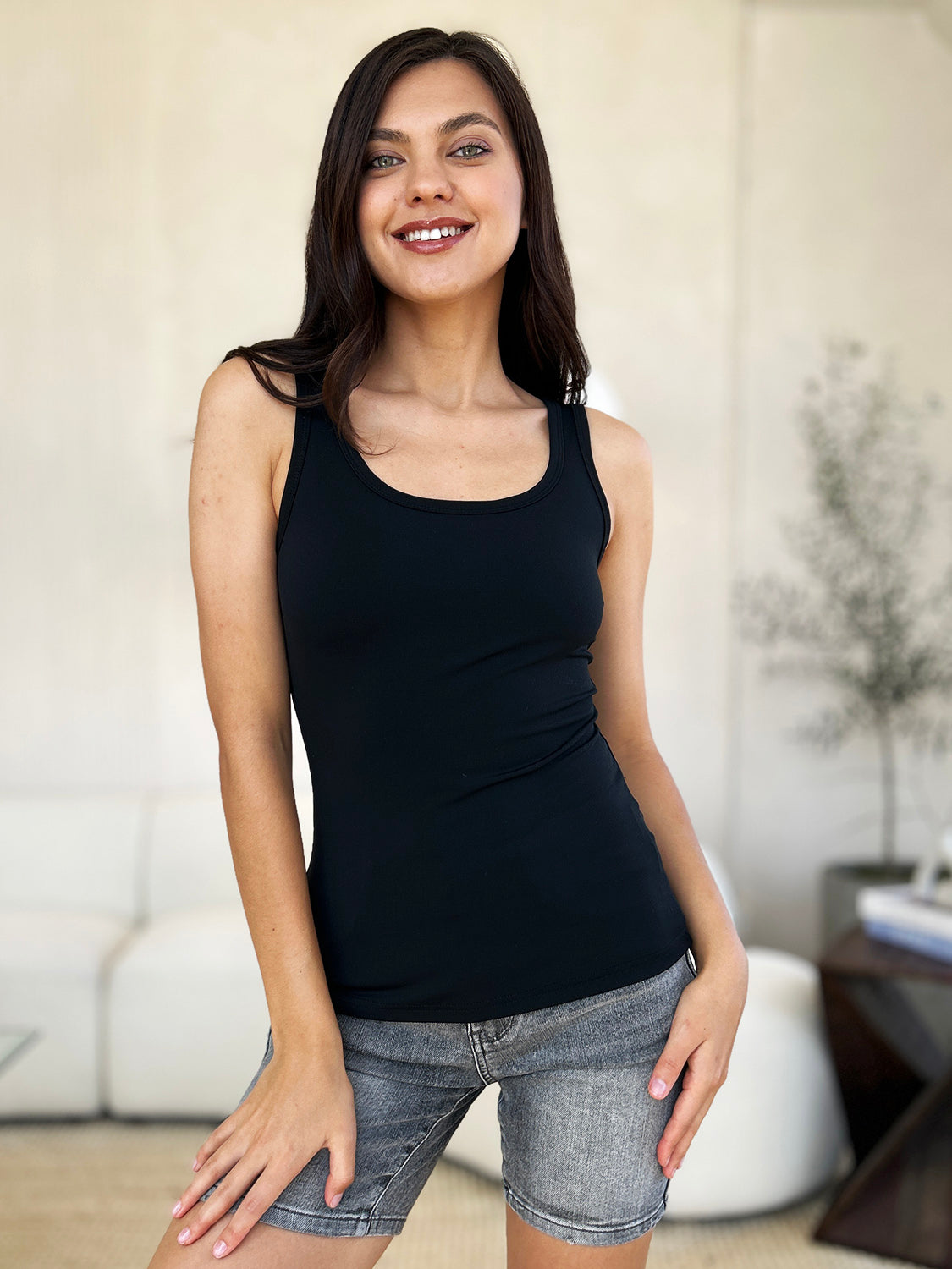 Square Neck Wide Strap Tank